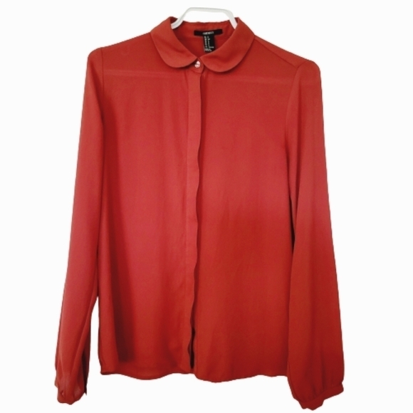 Forever 21 long sleeve blouse round  color, looks red but it is a rust color - Picture 1 of 6